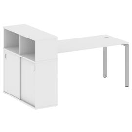 Офисная мебель Metal system Стол письменный с шкафом-купе на П-образном м/к БП.РС-СШК-3.4 Т Белый/Серый 2010х1120х1098