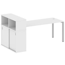 Офисная мебель Metal system Стол письменный с шкафом-купе на П-образном м/к БП.РС-СШК-3.5 Т Белый/Серый 2210х1120х1098
