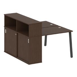 Офисная мебель Metal system Р. ст. с шкафом-купе на А-образном м/к БА.РС-СШК-2.1 Т Венге Цаво/Антрацит 1410х1475х1098