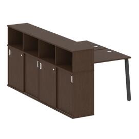 Офисная мебель Metal system Р. ст. с шкафом-купе на А-образном м/к БА.РС-СШК-4.1 Т Венге Цаво/Антрацит 1410х2332х1098