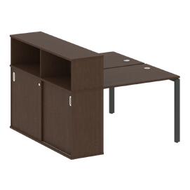 Офисная мебель Metal system Р. ст. с шкафом-купе на П-образном м/к БП.РС-СШК-2.1 Т Венге Цаво/Антрацит 1410х1475х1098