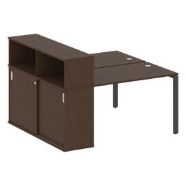 Офисная мебель Metal system Р. ст. с шкафом-купе на П-образном м/к БП.РС-СШК-2.2 Т Венге Цаво/Антрацит 1610х1475х1098