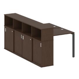 Офисная мебель Metal system Р. ст. с шкафом-купе на П-образном м/к БП.РС-СШК-4.1 Т Венге Цаво/Антрацит 1410х2332х1098