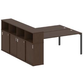 Офисная мебель Metal system Р. ст. с шкафом-купе на П-образном м/к БП.РС-СШК-4.5 Т Венге Цаво/Антрацит 2210х2332х1098