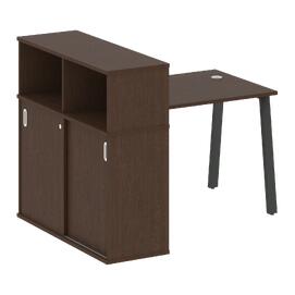 Офисная мебель Metal system Стол письменный с шкафом-купе на А-образном м/к БА.РС-СШК-3.1 Т Венге Цаво/Антрацит 1410х1120х1098