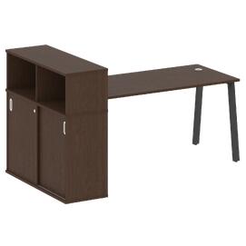 Офисная мебель Metal system Стол письменный с шкафом-купе на А-образном м/к БА.РС-СШК-3.4 Т Венге Цаво/Антрацит 2010х1120х1098