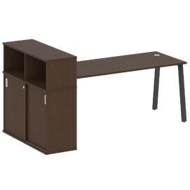 Офисная мебель Metal system Стол письменный с шкафом-купе на А-образном м/к БА.РС-СШК-3.5 Т Венге Цаво/Антрацит 2210х1120х1098
