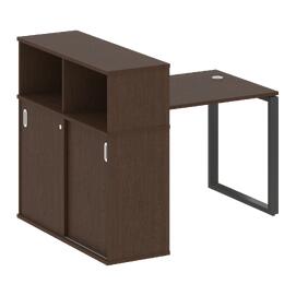 Офисная мебель Metal system Стол письменный с шкафом-купе на О-образном м/к БО.РС-СШК-3.1 Т Венге Цаво/Антрацит 1410х1120х1098