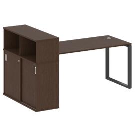 Офисная мебель Metal system Стол письменный с шкафом-купе на О-образном м/к БО.РС-СШК-3.4 Т Венге Цаво/Антрацит 2010х1120х1098