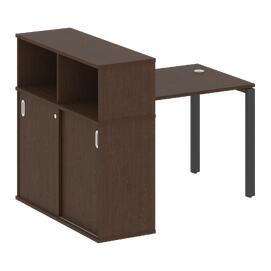 Офисная мебель Metal system Стол письменный с шкафом-купе на П-образном м/к БП.РС-СШК-3.1 Т Венге Цаво/Антрацит 1410х1120х1098