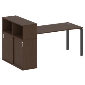 Офисная мебель Metal system Стол письменный с шкафом-купе на П-образном м/к БП.РС-СШК-3.4 Т Венге Цаво/Антрацит 2010х1120х1098