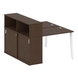 Офисная мебель Metal system Р. ст. с шкафом-купе на А-образном м/к БА.РС-СШК-2.1 Т Венге Цаво/Белый 1410х1475х1098