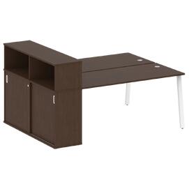 Офисная мебель Metal system Р. ст. с шкафом-купе на А-образном м/к БА.РС-СШК-2.4 Т Венге Цаво/Белый 2010х1475х1098