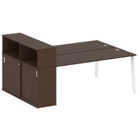 Офисная мебель Metal system Р. ст. с шкафом-купе на А-образном м/к БА.РС-СШК-2.5 Т Венге Цаво/Белый 2210х1475х1098