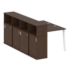 Офисная мебель Metal system Р. ст. с шкафом-купе на А-образном м/к БА.РС-СШК-4.1 Т Венге Цаво/Белый 1410х2332х1098