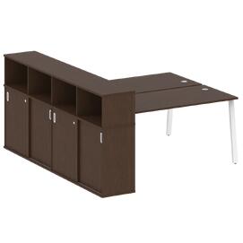 Офисная мебель Metal system Р. ст. с шкафом-купе на А-образном м/к БА.РС-СШК-4.4 Т Венге Цаво/Белый 2010х2332х1098