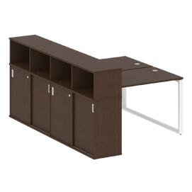 Офисная мебель Metal system Р. ст. с шкафом-купе на О-образном м/к БО.РС-СШК-4.2 Т Венге Цаво/Белый 1610х2332х1098