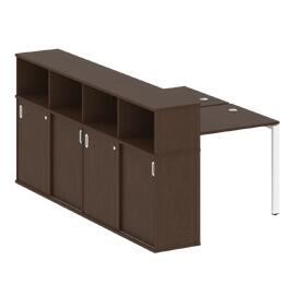 Офисная мебель Metal system Р. ст. с шкафом-купе на П-образном м/к БП.РС-СШК-4.1 Т Венге Цаво/Белый 1410х2332х1098