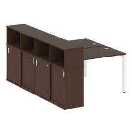 Офисная мебель Metal system Р. ст. с шкафом-купе на П-образном м/к БП.РС-СШК-4.2 Т Венге Цаво/Белый 1610х2332х1098