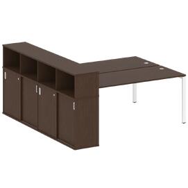 Офисная мебель Metal system Р. ст. с шкафом-купе на П-образном м/к БП.РС-СШК-4.5 Т Венге Цаво/Белый 2210х2332х1098