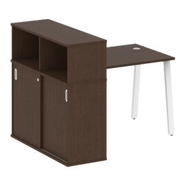 Офисная мебель Metal system Стол письменный с шкафом-купе на А-образном м/к БА.РС-СШК-3.1 Т Венге Цаво/Белый 1410х1120х1098