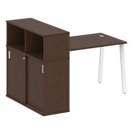 Офисная мебель Metal system Стол письменный с шкафом-купе на А-образном м/к БА.РС-СШК-3.2 Т Венге Цаво/Белый 1610х1120х1098