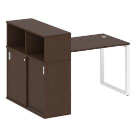 Офисная мебель Metal system Стол письменный с шкафом-купе на О-образном м/к БО.РС-СШК-3.2 Т Венге Цаво/Белый 1610х1120х1098