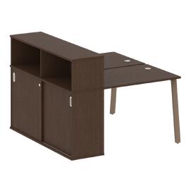 Офисная мебель Metal system Р. ст. с шкафом-купе на А-образном м/к БА.РС-СШК-2.1 Т Венге Цаво/Мокко 1410х1475х1098