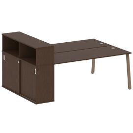 Офисная мебель Metal system Р. ст. с шкафом-купе на А-образном м/к БА.РС-СШК-2.5 Т Венге Цаво/Мокко 2210х1475х1098