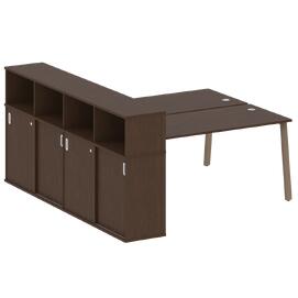 Офисная мебель Metal system Р. ст. с шкафом-купе на А-образном м/к БА.РС-СШК-4.4 Т Венге Цаво/Мокко 2010х2332х1098