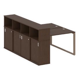 Офисная мебель Metal system Р. ст. с шкафом-купе на О-образном м/к БО.РС-СШК-4.2 Т Венге Цаво/Мокко 1610х2332х1098
