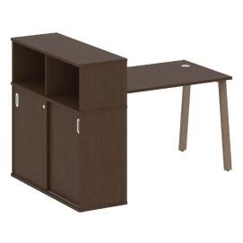 Офисная мебель Metal system Стол письменный с шкафом-купе на А-образном м/к БА.РС-СШК-3.2 Т Венге Цаво/Мокко 1610х1120х1098