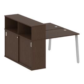 Офисная мебель Metal system Р. ст. с шкафом-купе на А-образном м/к БА.РС-СШК-2.1 Т Венге Цаво/Серый 1410х1475х1098