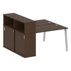 Офисная мебель Metal system Р. ст. с шкафом-купе на А-образном м/к БА.РС-СШК-2.2 Т Венге Цаво/Серый 1610х1475х1098