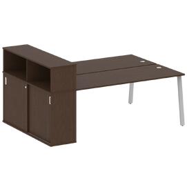 Офисная мебель Metal system Р. ст. с шкафом-купе на А-образном м/к БА.РС-СШК-2.5 Т Венге Цаво/Серый 2210х1475х1098