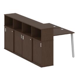 Офисная мебель Metal system Р. ст. с шкафом-купе на А-образном м/к БА.РС-СШК-4.1 Т Венге Цаво/Серый 1410х2332х1098