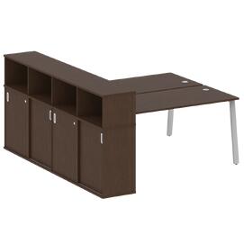 Офисная мебель Metal system Р. ст. с шкафом-купе на А-образном м/к БА.РС-СШК-4.4 Т Венге Цаво/Серый 2010х2332х1098