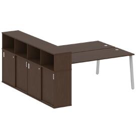 Офисная мебель Metal system Р. ст. с шкафом-купе на А-образном м/к БА.РС-СШК-4.5 Т Венге Цаво/Серый 2210х2332х1098