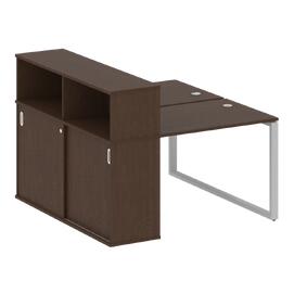 Офисная мебель Metal system Р. ст. с шкафом-купе на О-образном м/к БО.РС-СШК-2.1 Т Венге Цаво/Серый 1410х1475х1098