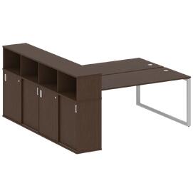 Офисная мебель Metal system Р. ст. с шкафом-купе на О-образном м/к БО.РС-СШК-4.5 Т Венге Цаво/Серый 2210х2332х1098