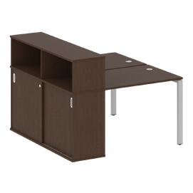 Офисная мебель Metal system Р. ст. с шкафом-купе на П-образном м/к БП.РС-СШК-2.1 Т Венге Цаво/Серый 1410х1475х1098