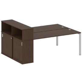 Офисная мебель Metal system Р. ст. с шкафом-купе на П-образном м/к БП.РС-СШК-2.5 Т Венге Цаво/Серый 2210х1475х1098