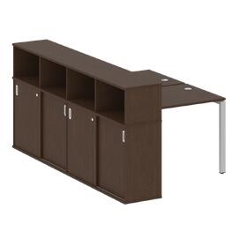 Офисная мебель Metal system Р. ст. с шкафом-купе на П-образном м/к БП.РС-СШК-4.1 Т Венге Цаво/Серый 1410х2332х1098