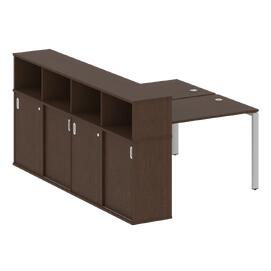 Офисная мебель Metal system Р. ст. с шкафом-купе на П-образном м/к БП.РС-СШК-4.2 Т Венге Цаво/Серый 1610х2332х1098