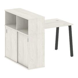 Офисная мебель Metal system Стол письменный с шкафом-купе на А-образном м/к БА.РС-СШК-3.1 Т Дуб Наварра/Антрацит 1410х1120х1098