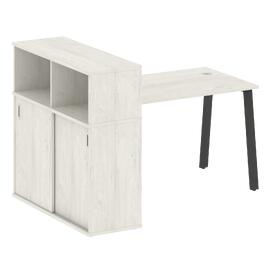 Офисная мебель Metal system Стол письменный с шкафом-купе на А-образном м/к БА.РС-СШК-3.2 Т Дуб Наварра/Антрацит 1610х1120х1098