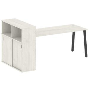Офисная мебель Metal system Стол письменный с шкафом-купе на А-образном м/к БА.РС-СШК-3.5 Т Дуб наварра/Серый 2210х1120х1098