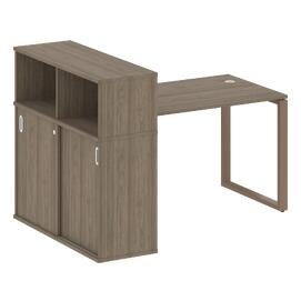 Офисная мебель Metal system Стол письменный с шкафом-купе на О-образном м/к БО.РС-СШК-3.2 Т Вяз Благородный/Мокко 1610х1120х1098