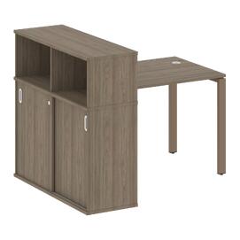 Офисная мебель Metal system Стол письменный с шкафом-купе на П-образном м/к БП.РС-СШК-3.1 Т Вяз Благородный/Мокко 1410х1120х1098
