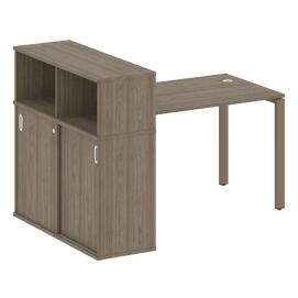 Офисная мебель Metal system Стол письменный с шкафом-купе на П-образном м/к БП.РС-СШК-3.2 Т Вяз Благородный/Мокко 1610х1120х1098